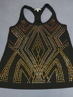 Charlotte Russe Black Racerback Tank with Gold & Copper Studs